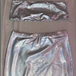 2 piece holo skirt and tube top set